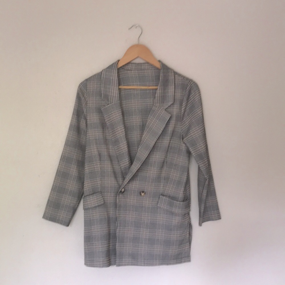 🔥 Light Gray Plaid Blazer - S 🔥